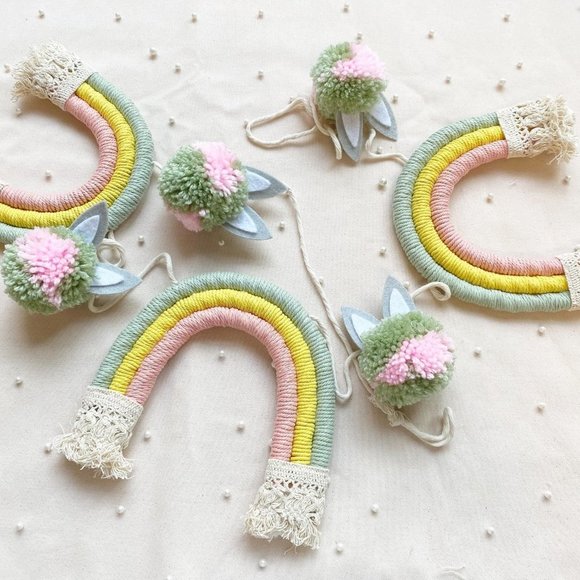 Rainbow Garland, Rainbow Garland Nursery, Bunny Garland Easter Decorations - Picture 1 of 9